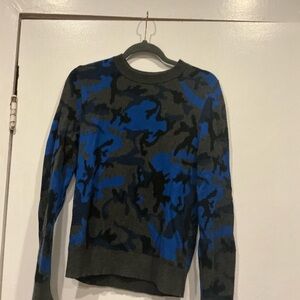 Women's Camouflage Crewneck Sweater - Blue & Gray